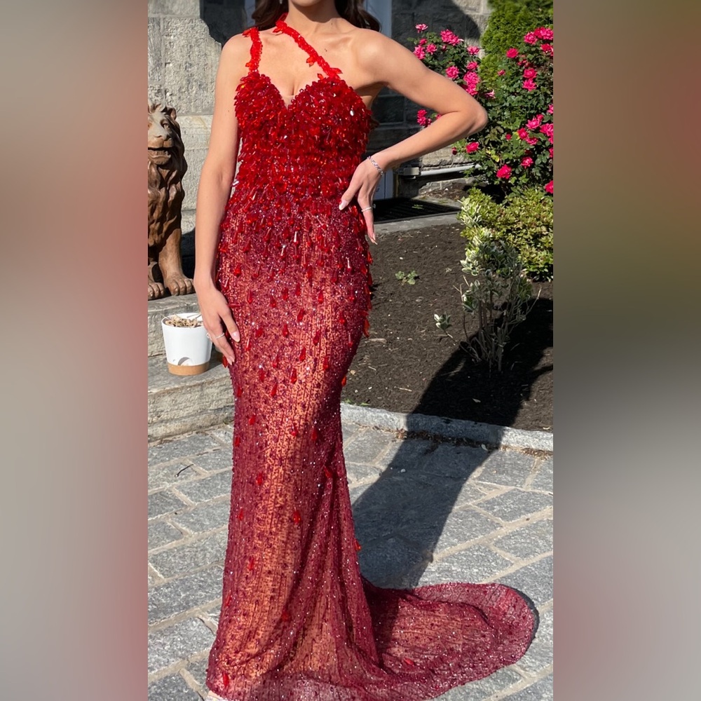 NORE Red Crystal Embellished Dress